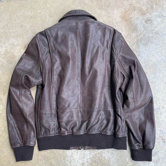 VTG Tommy Hilfiger Brown Lined 100% Genuine Leather Bomber Biker Jacket Lined M - Picture 3 of 5